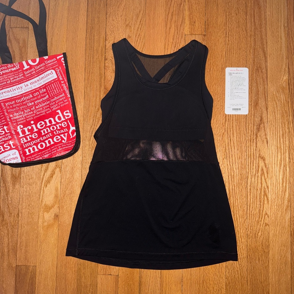 Lululemon Fast As Light 2-In-1 Tank- black- size 4